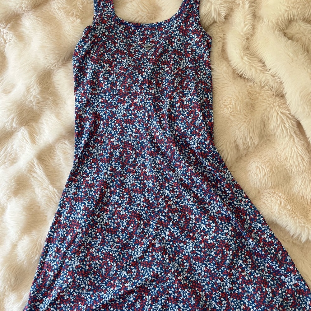 Columbia Blue and Red Sleeveless Scoop Neck Sundress